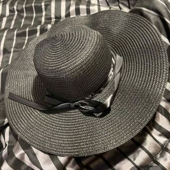 Womens BOHO Trendy Black Straw Hat main image 4